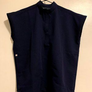 Figs RAFAELA Mandarin Collar Scrub Top in Navy